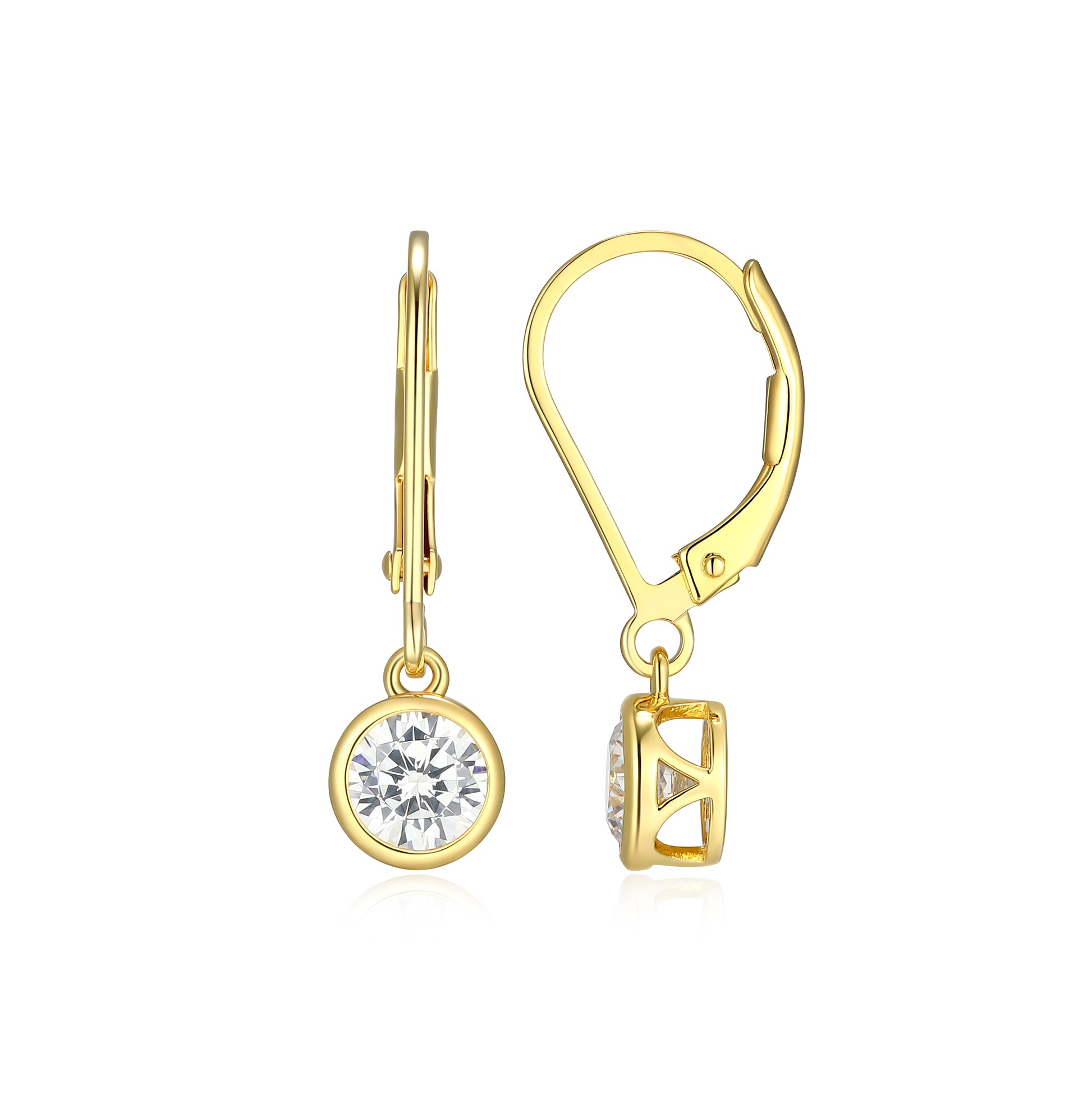 ME0134Y - Bezel Round Leverback Earrings | Monte Luna