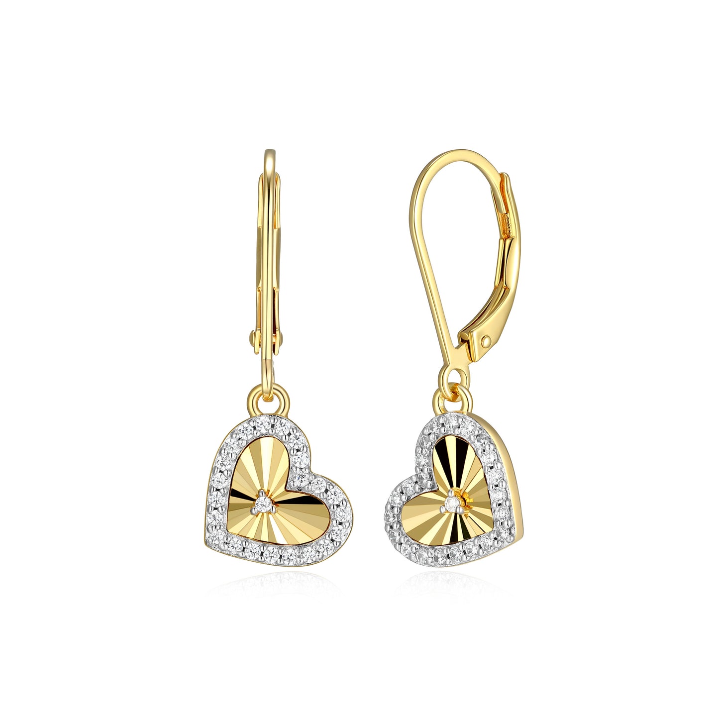 BE0311Y - Sunray Heart Leverback Earrings | m by monte luna