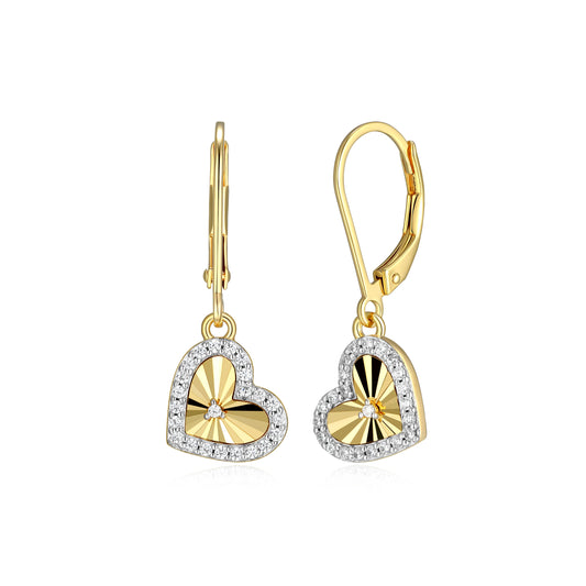 BE0311Y - Sunray Heart Leverback Earrings | m by monte luna