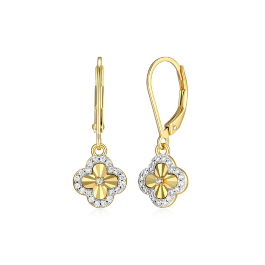 BE0309Y - Sunray Clover Leverback Earrings | m by monte luna
