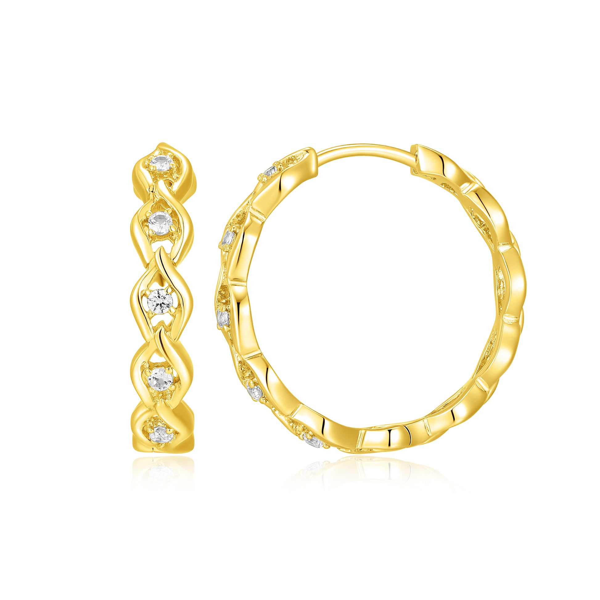 CE0190 - Intertwined Created White Sapphire Hoop Earrings | charles garnier