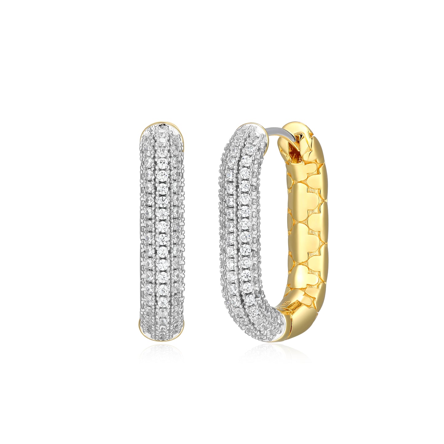 CE0222 - Reversible Pavé-Quilted Paperclip Hoop Earrings | Paris 1901
