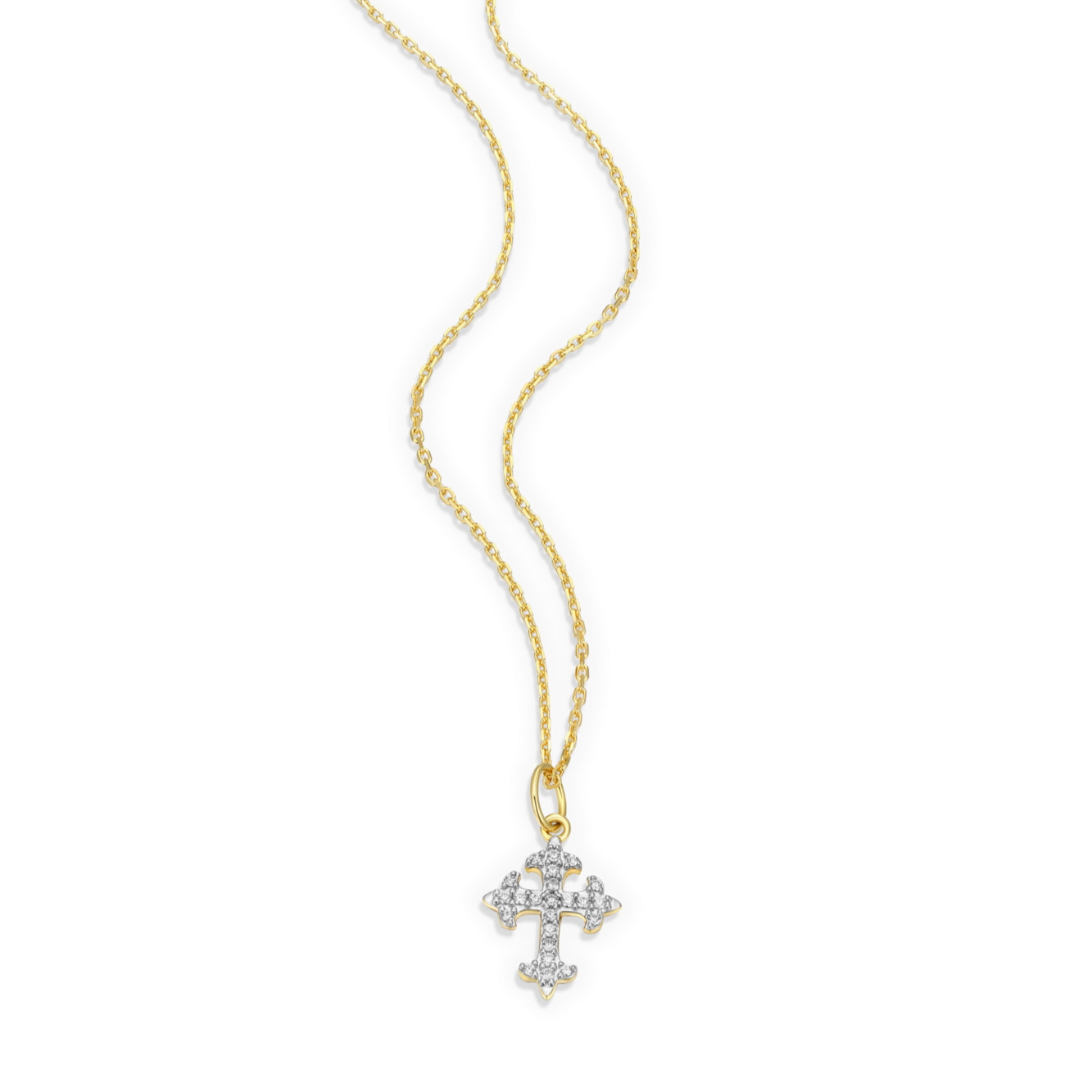 Flory Cross Pendant Necklace in 14K Yellow Gold-Plated Sterling Silver | M by Monte Luna