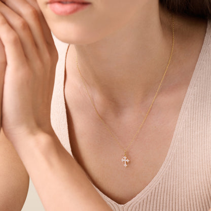 Flory Cross Pendant Necklace in 14K Yellow Gold-Plated Sterling Silver | M by Monte Luna