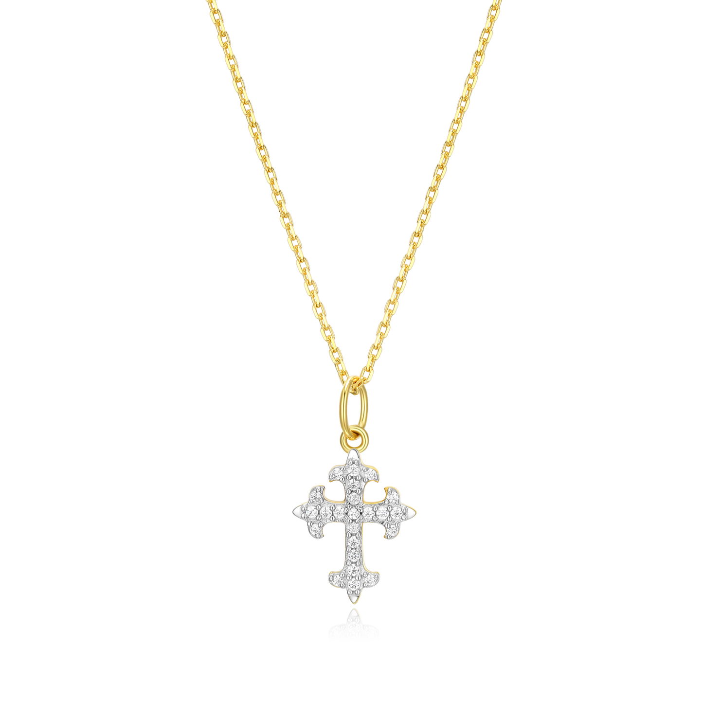 Flory Cross Pendant Necklace in 14K Yellow Gold-Plated Sterling Silver | M by Monte Luna