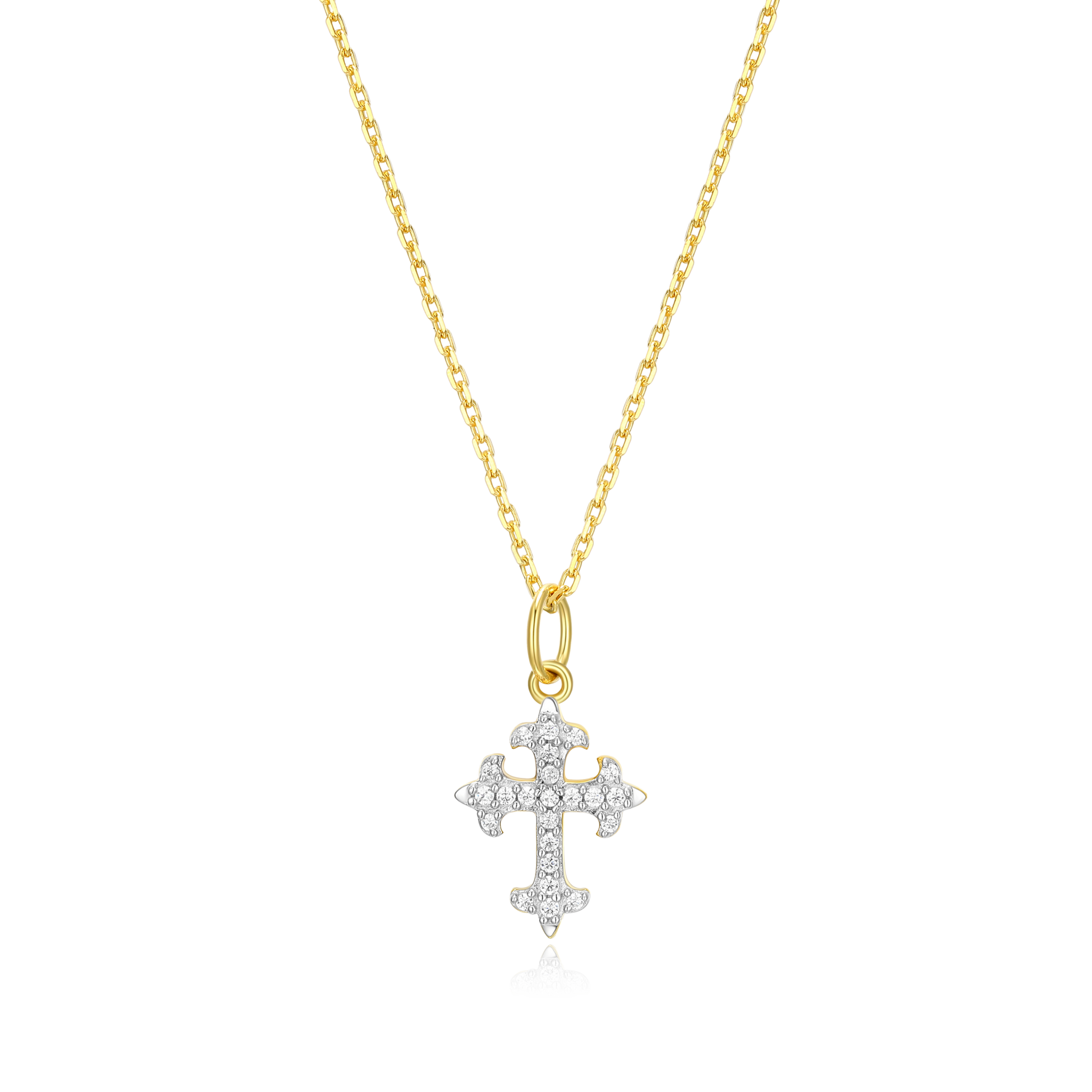 Flory Cross Pendant Necklace in 14K Yellow Gold-Plated Sterling Silver | M by Monte Luna