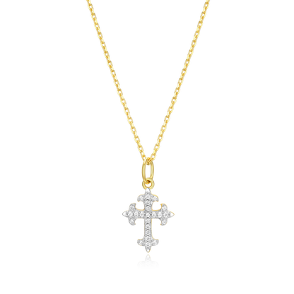 Flory Cross Pendant Necklace in 14K Yellow Gold-Plated Sterling Silver | M by Monte Luna