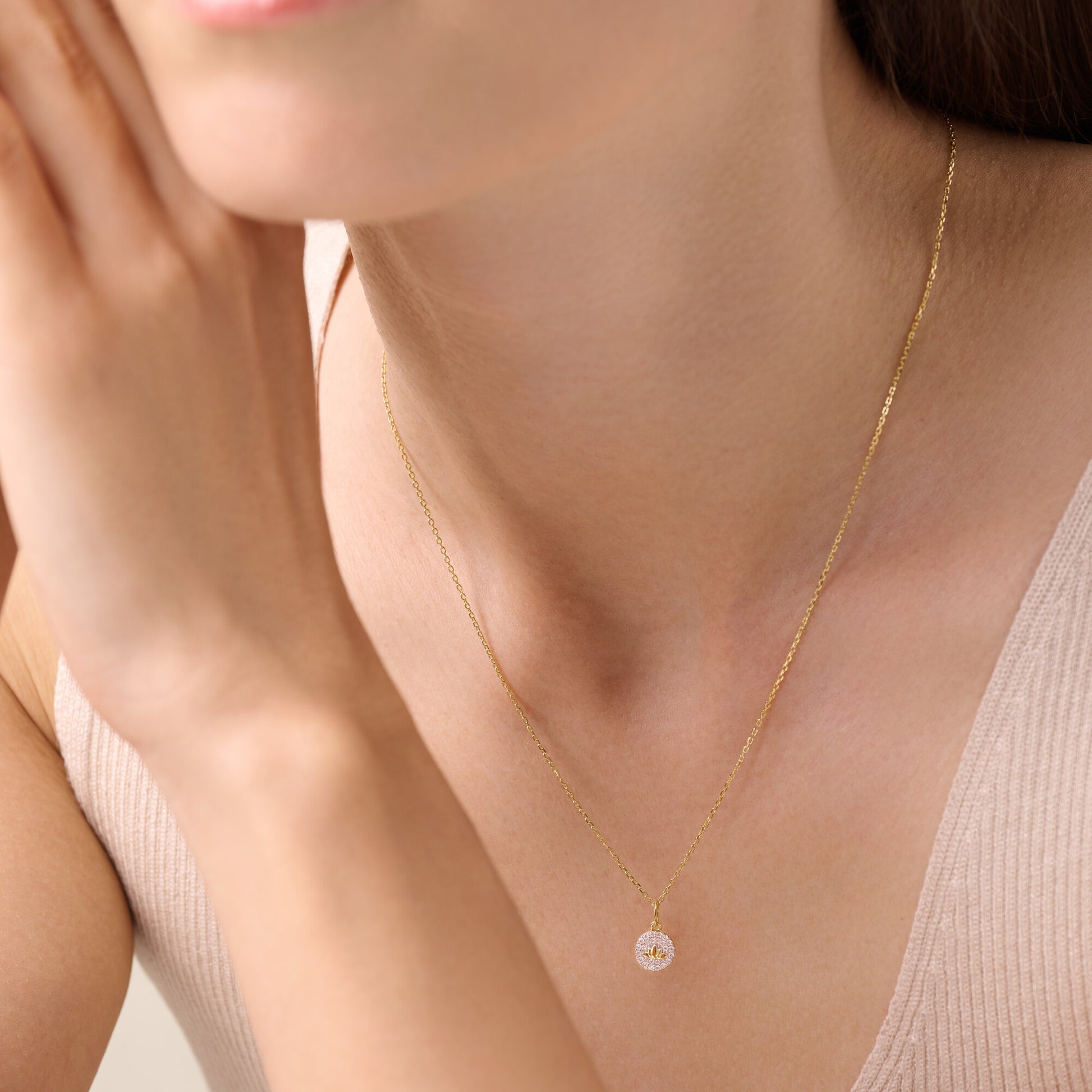 Lotus Tag Pendant Necklace in 14K Yellow Gold-Plated Sterling Silver | M by Monte Luna