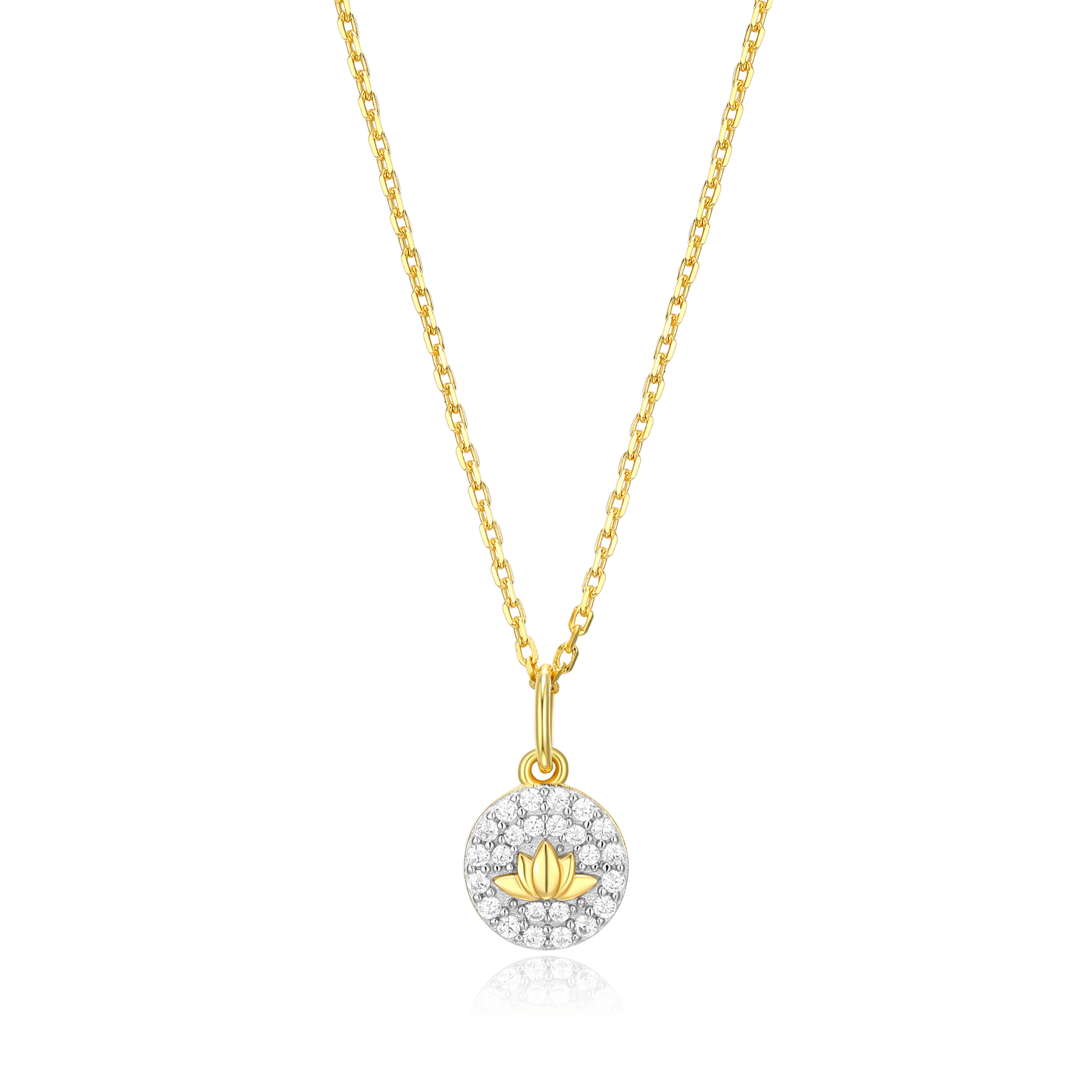 Lotus Tag Pendant Necklace in 14K Yellow Gold-Plated Sterling Silver | M by Monte Luna