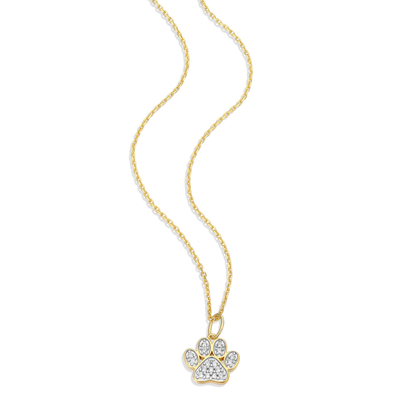 Paw Print Pendant Necklace in 14K Yellow Gold-Plated Sterling Silver | M by Monte Luna