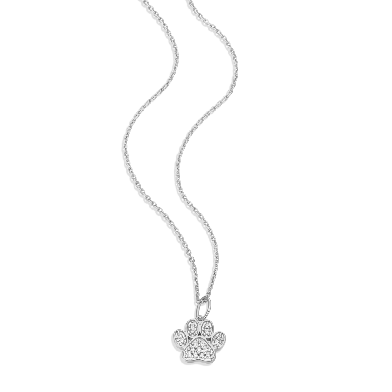 Paw Print Pendant Necklace in Rhodium-Plated Sterling Silver | M by Monte Luna