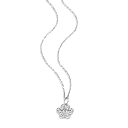 Paw Print Pendant Necklace in Rhodium-Plated Sterling Silver | M by Monte Luna