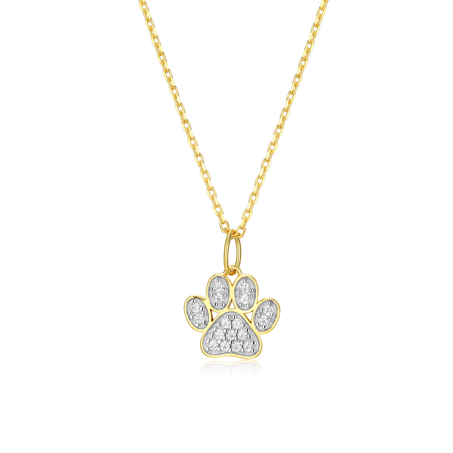 Paw Print Pendant Necklace in 14K Yellow Gold-Plated Sterling Silver | M by Monte Luna