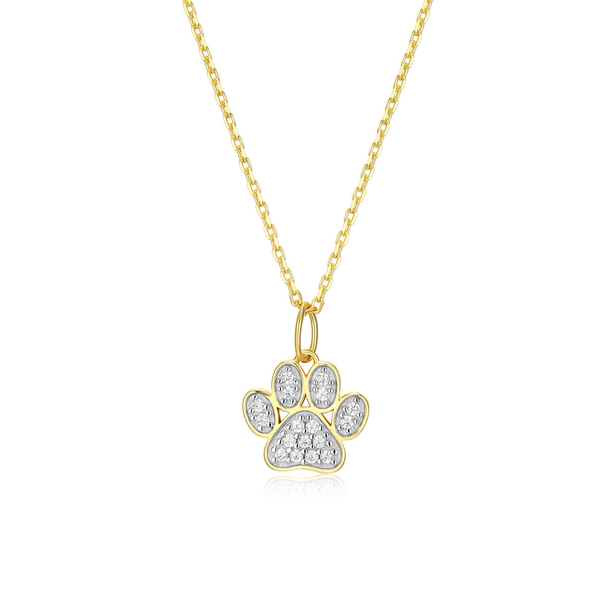 Paw Print Pendant Necklace in 14K Yellow Gold-Plated Sterling Silver | M by Monte Luna