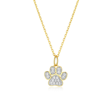 Paw Print Pendant Necklace in 14K Yellow Gold-Plated Sterling Silver | M by Monte Luna