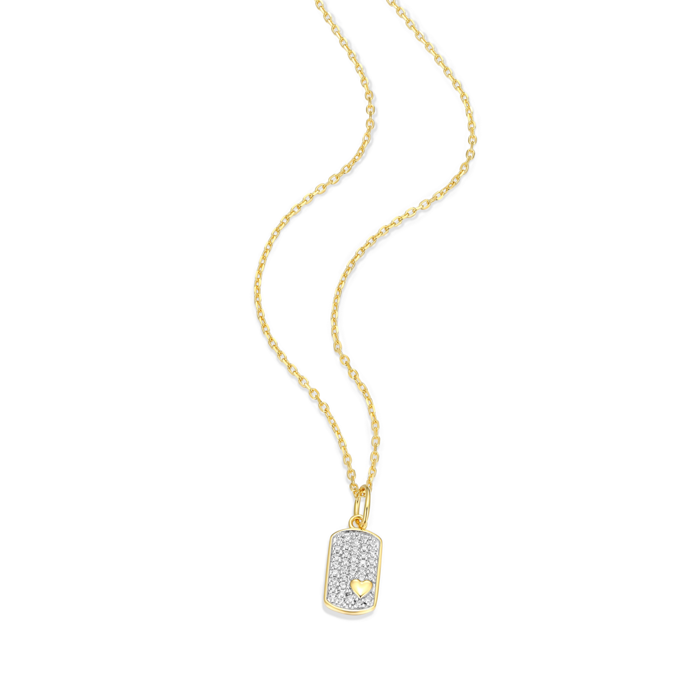 Mini-Heart Tag Pendant Necklace in 14K Yellow Gold-Plated Sterling Silver | M by Monte Luna