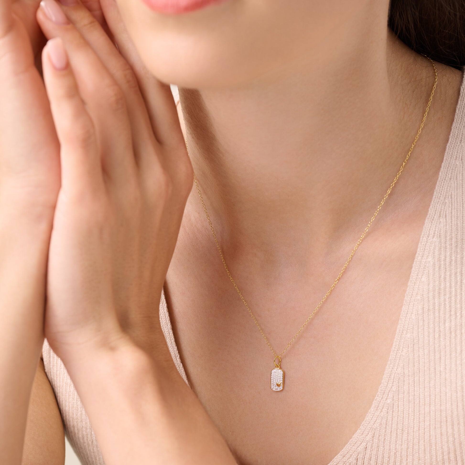 Mini-Heart Tag Pendant Necklace in 14K Yellow Gold-Plated Sterling Silver | M by Monte Luna