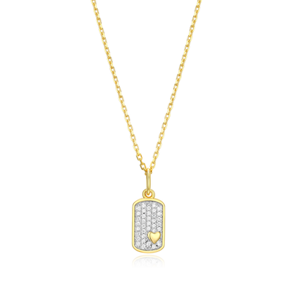 Mini-Heart Tag Pendant Necklace in 14K Yellow Gold-Plated Sterling Silver | M by Monte Luna