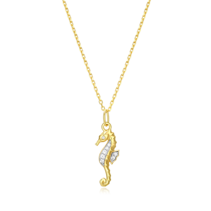 Seahorse Pendant Necklace in 14K Yellow Gold-Plated Sterling Silver | M by Monte Luna