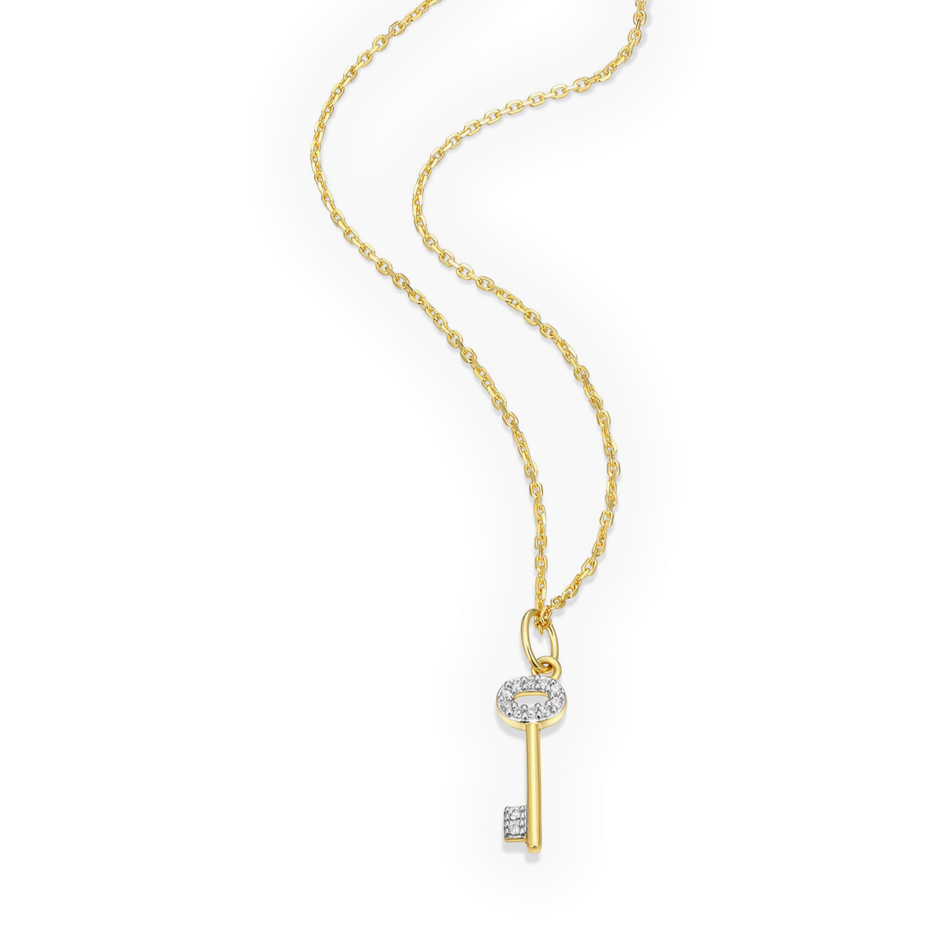 Skeleton Key Pendant Necklace in 14K Yellow Gold-Plated Sterling Silver | M by Monte Luna