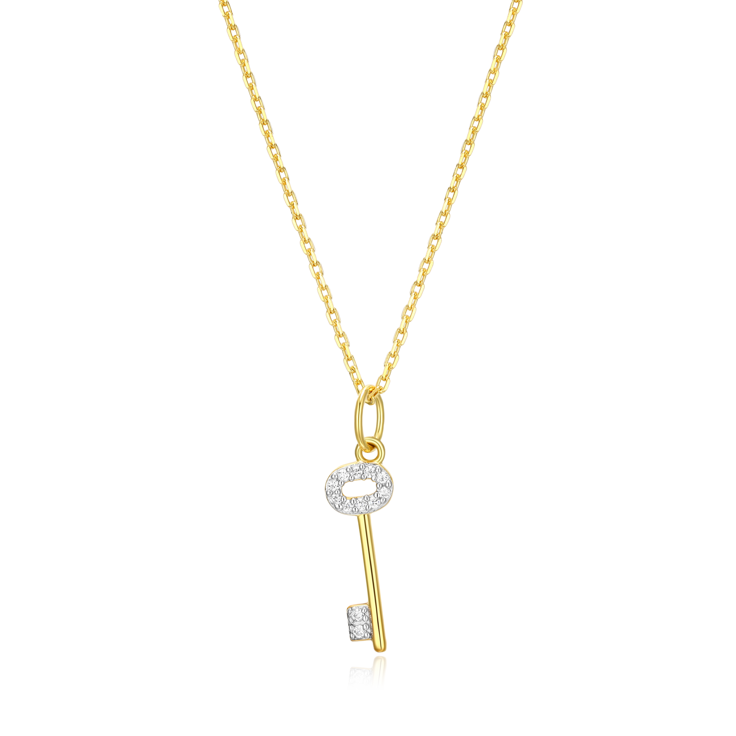 Skeleton Key Pendant Necklace in 14K Yellow Gold-Plated Sterling Silver | M by Monte Luna