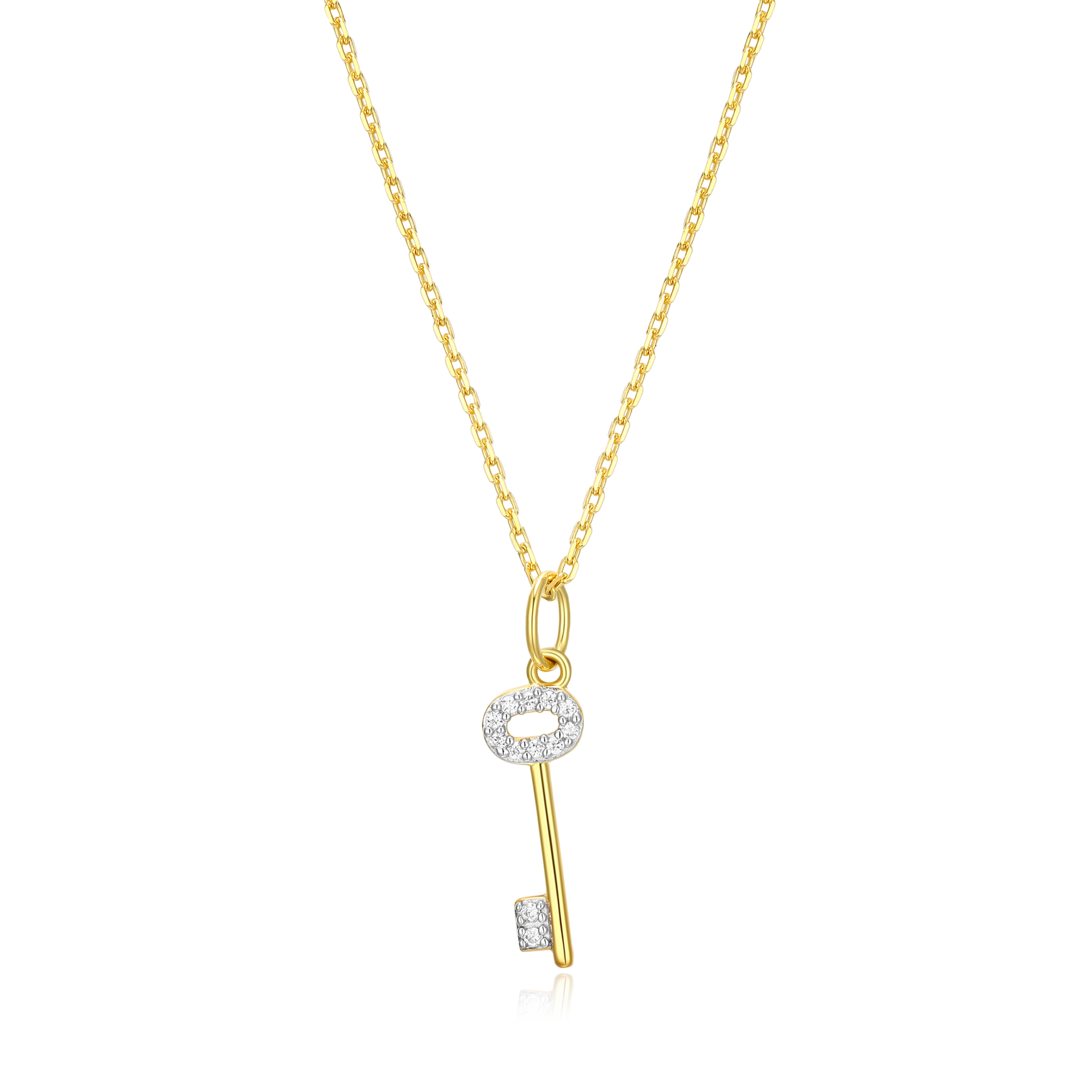 Skeleton Key Pendant Necklace in 14K Yellow Gold-Plated Sterling Silver | M by Monte Luna