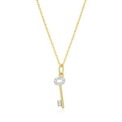 Skeleton Key Pendant Necklace in 14K Yellow Gold-Plated Sterling Silver | M by Monte Luna