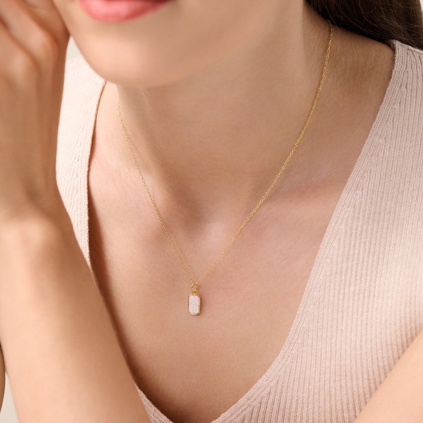 Hex Tag Pendant Necklace in 14K Yellow Gold-Plated Sterling Silver | M by Monte Luna