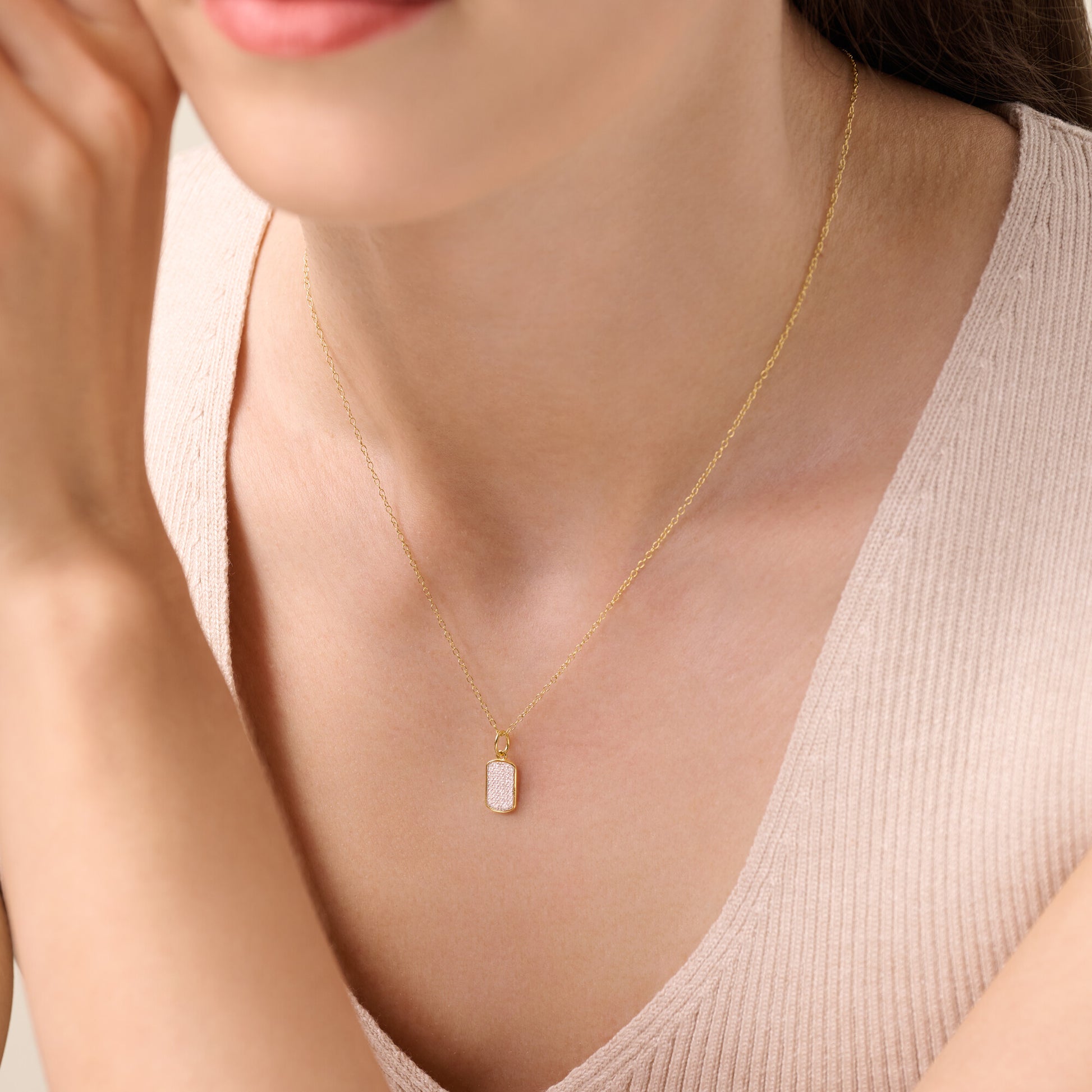 Hex Tag Pendant Necklace in 14K Yellow Gold-Plated Sterling Silver | M by Monte Luna