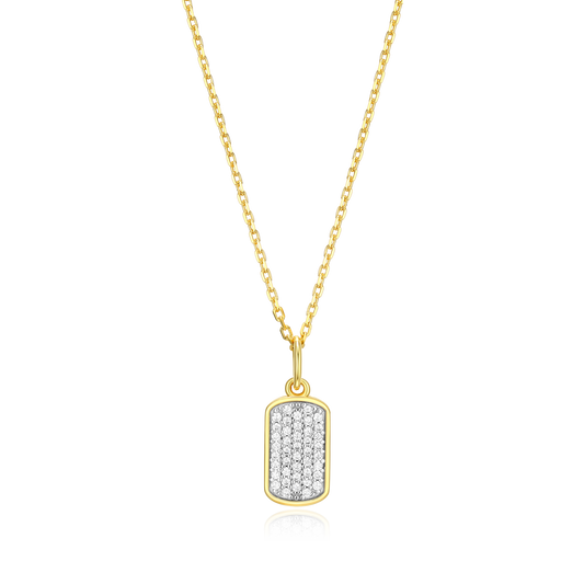 Hex Tag Pendant Necklace in 14K Yellow Gold-Plated Sterling Silver | M by Monte Luna