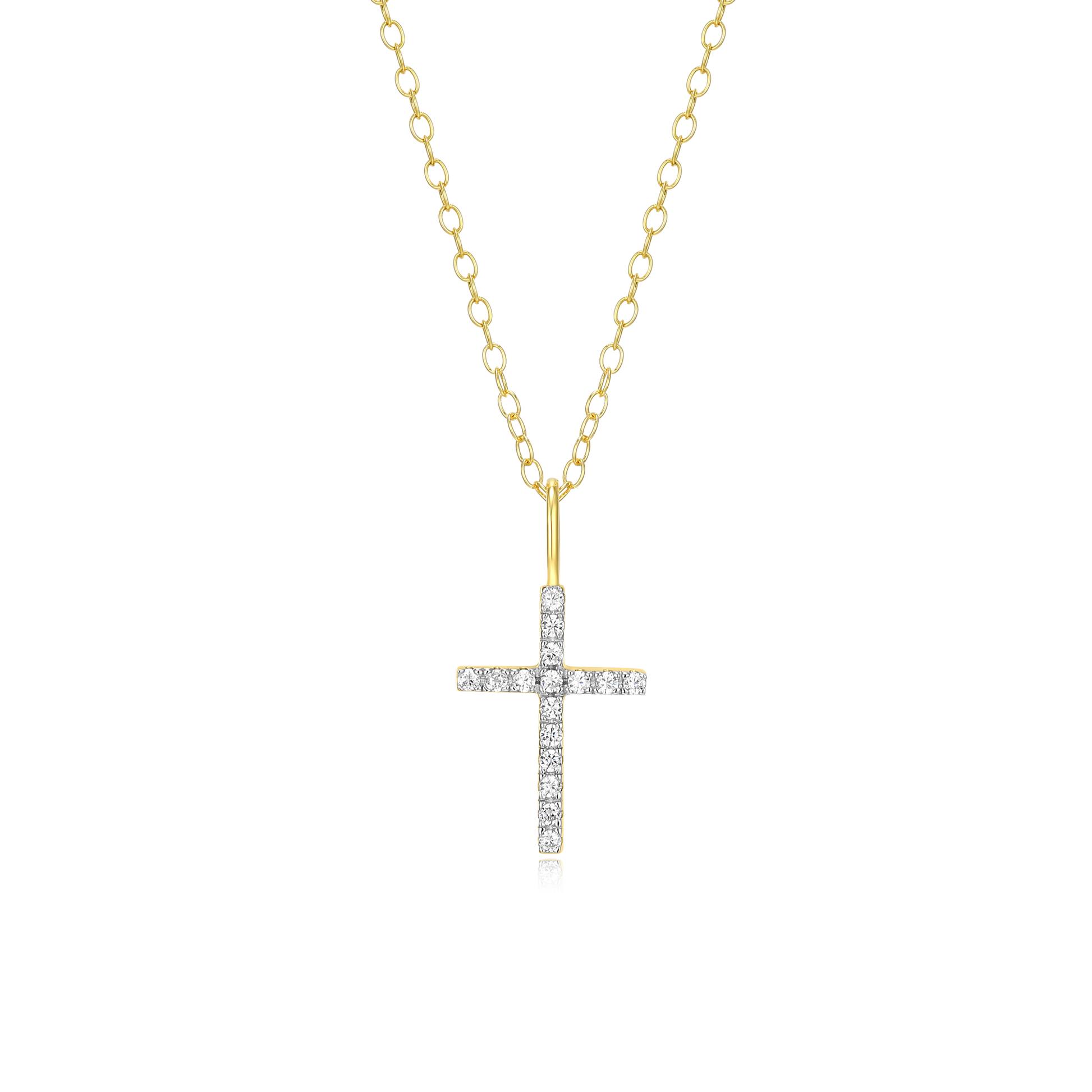 Cross Pendant Necklace in 14K Yellow Gold-Plated Sterling Silver | M by Monte Luna