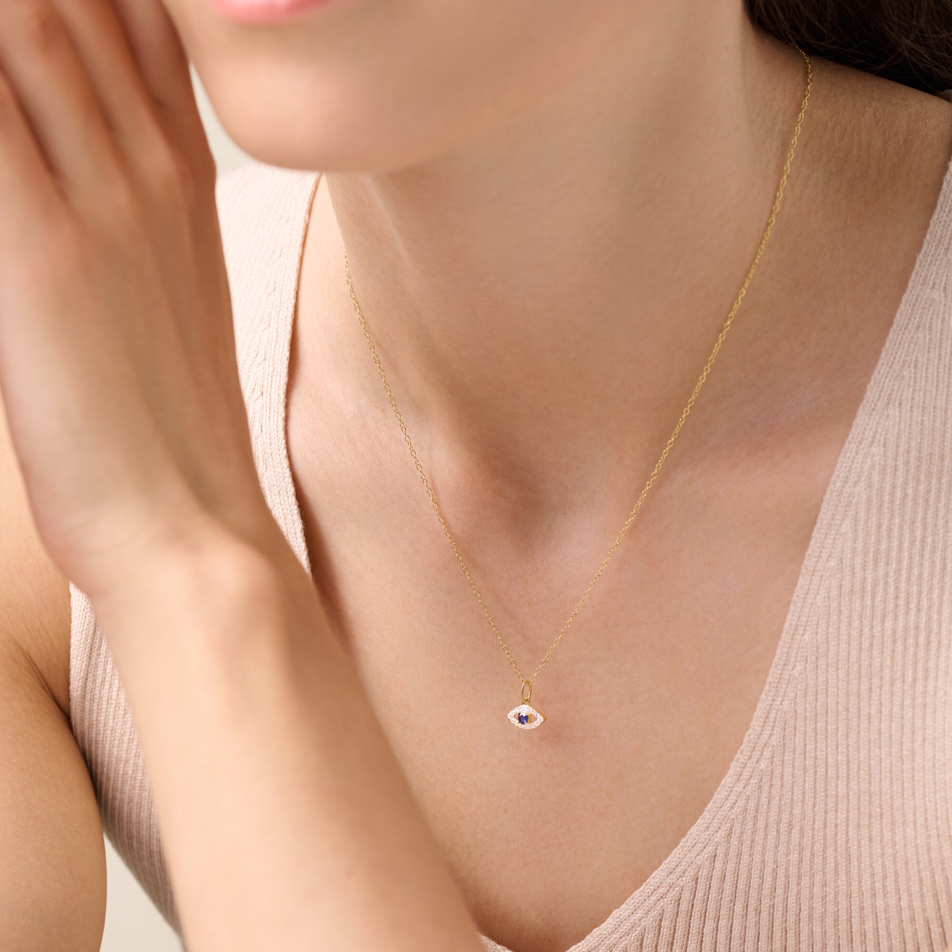 Evil Eye Pendant Necklace in 14K Yellow Gold-Plated Sterling Silver | M by Monte Luna