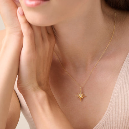 North Star Pendant Necklace in 14K Yellow Gold-Plated Sterling Silver | M by Monte Luna