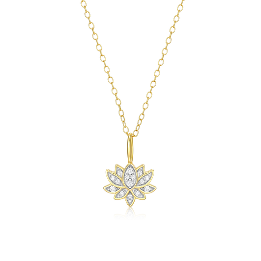 Lotus Pendant Necklace in 14K Yellow Gold-Plated Sterling Silver | M by Monte Luna