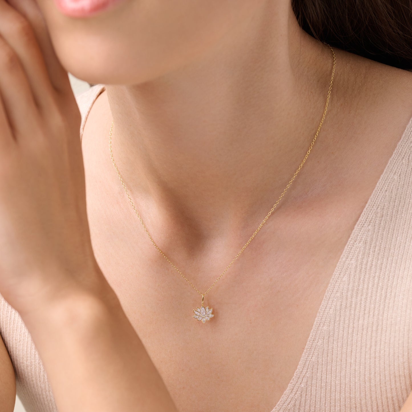 Lotus Pendant Necklace in 14K Yellow Gold-Plated Sterling Silver | M by Monte Luna