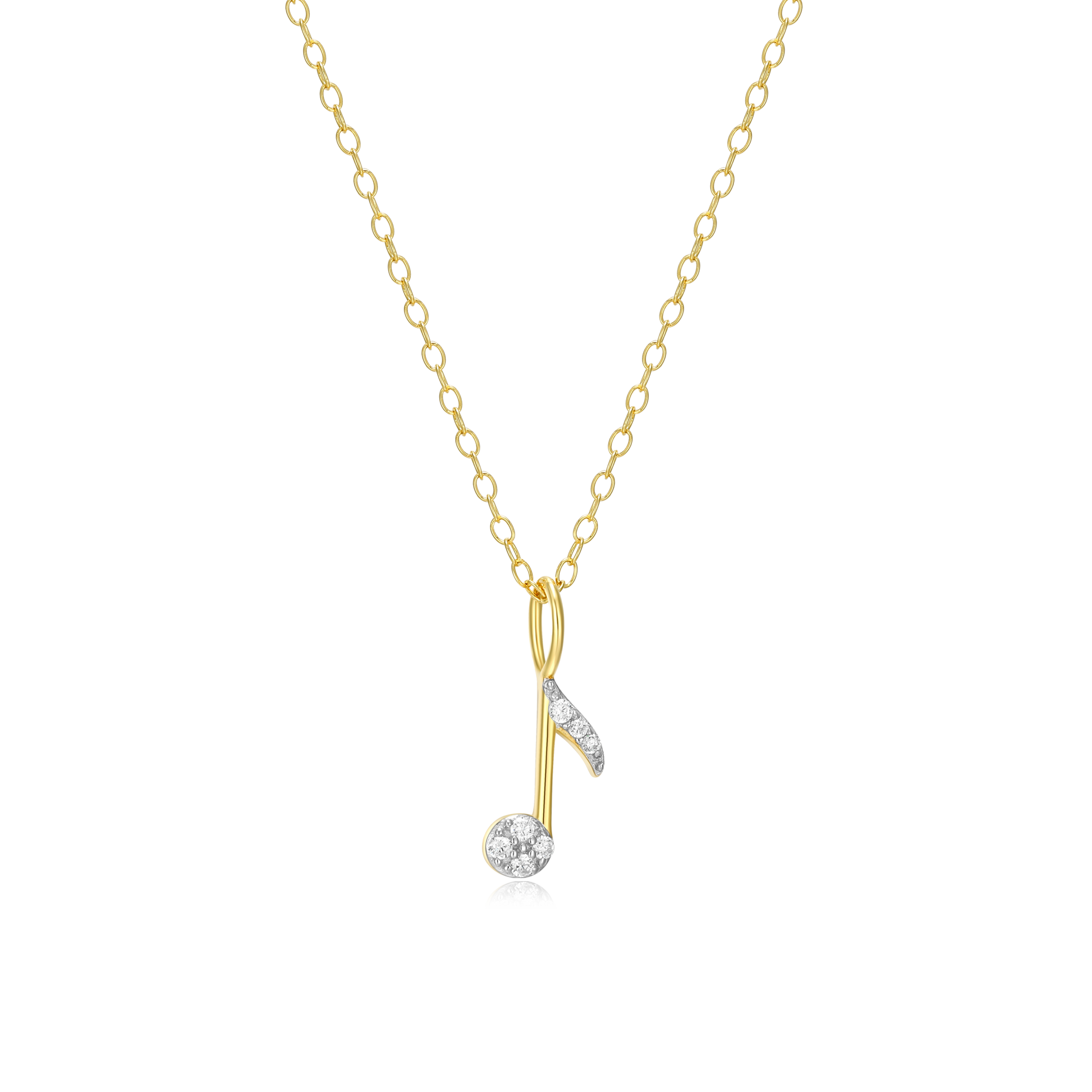 Eighth Note Pendant Necklace in 14K Yellow Gold-Plated Sterling Silver | M by Monte Luna
