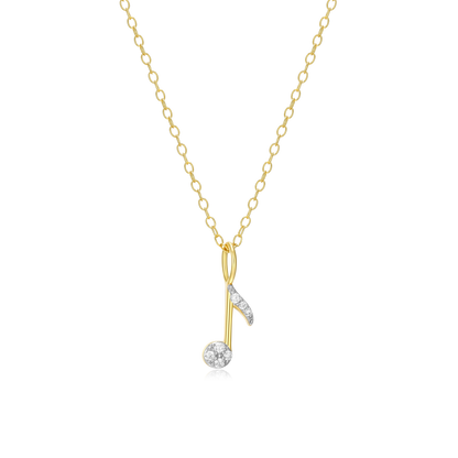 Eighth Note Pendant Necklace in 14K Yellow Gold-Plated Sterling Silver | M by Monte Luna