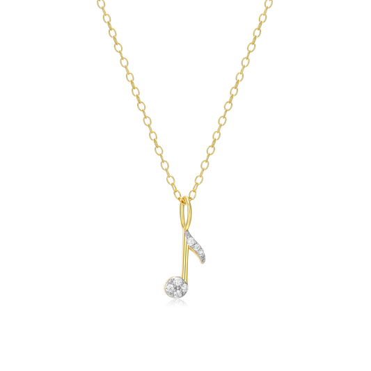 Eighth Note Pendant Necklace in 14K Yellow Gold-Plated Sterling Silver | M by Monte Luna