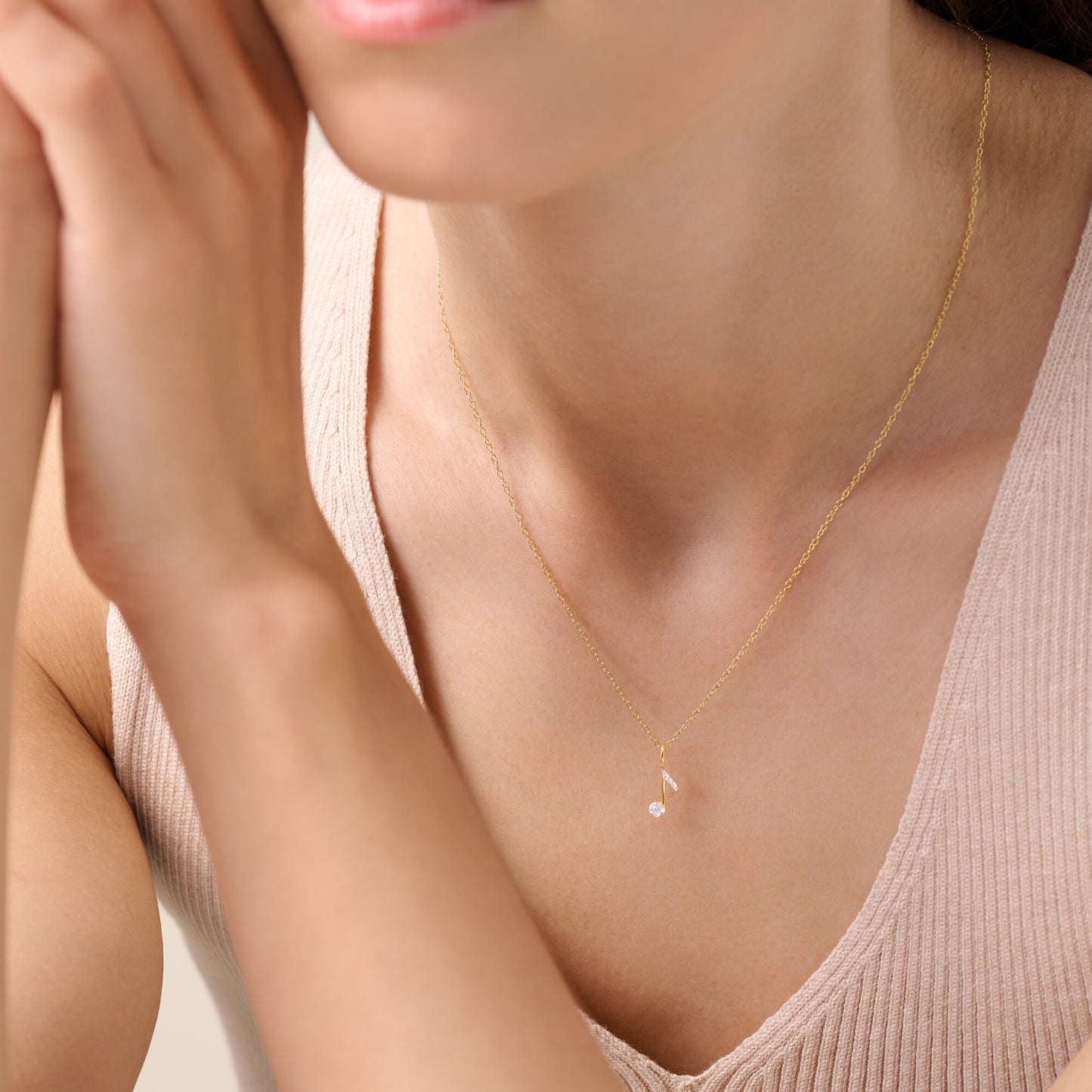 Eighth Note Pendant Necklace in 14K Yellow Gold-Plated Sterling Silver | M by Monte Luna