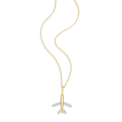 Airplane Pendant Necklace in 14K Yellow Gold-Plated Sterling Silver | M by Monte Luna