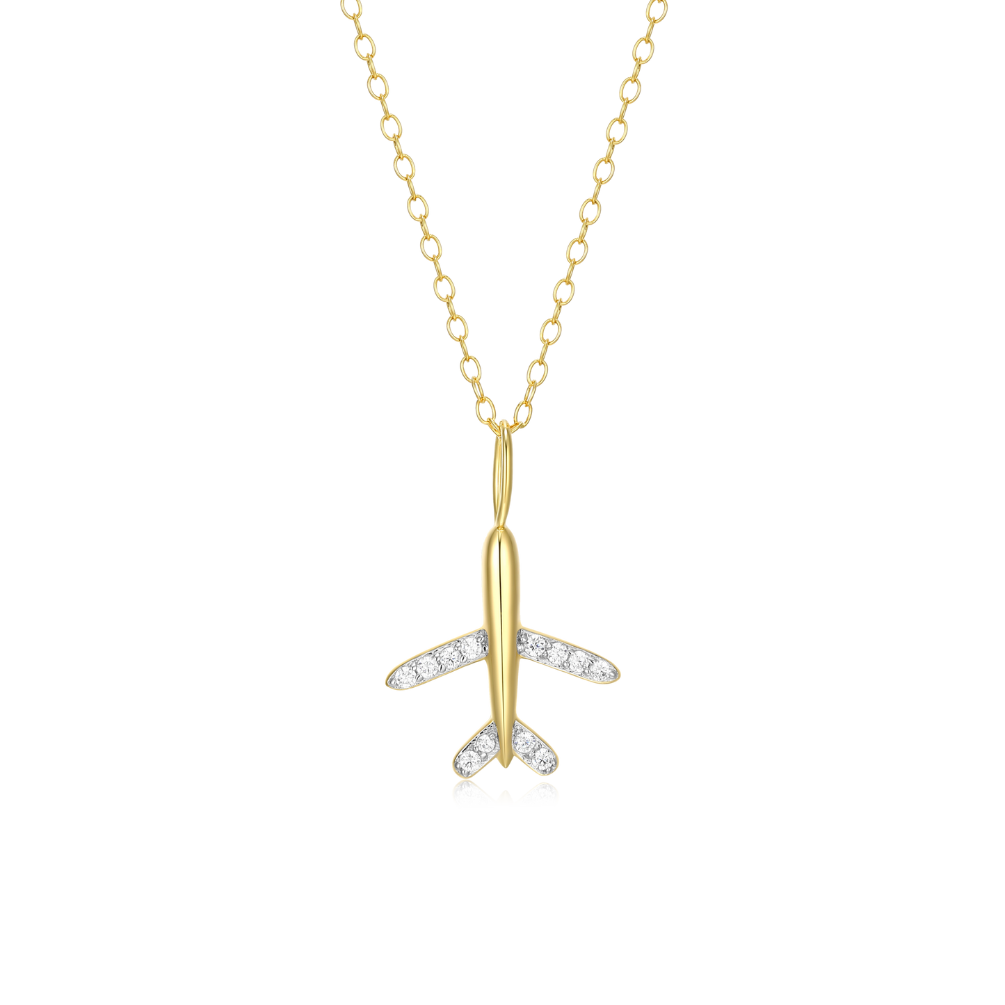 Airplane Pendant Necklace in 14K Yellow Gold-Plated Sterling Silver | M by Monte Luna