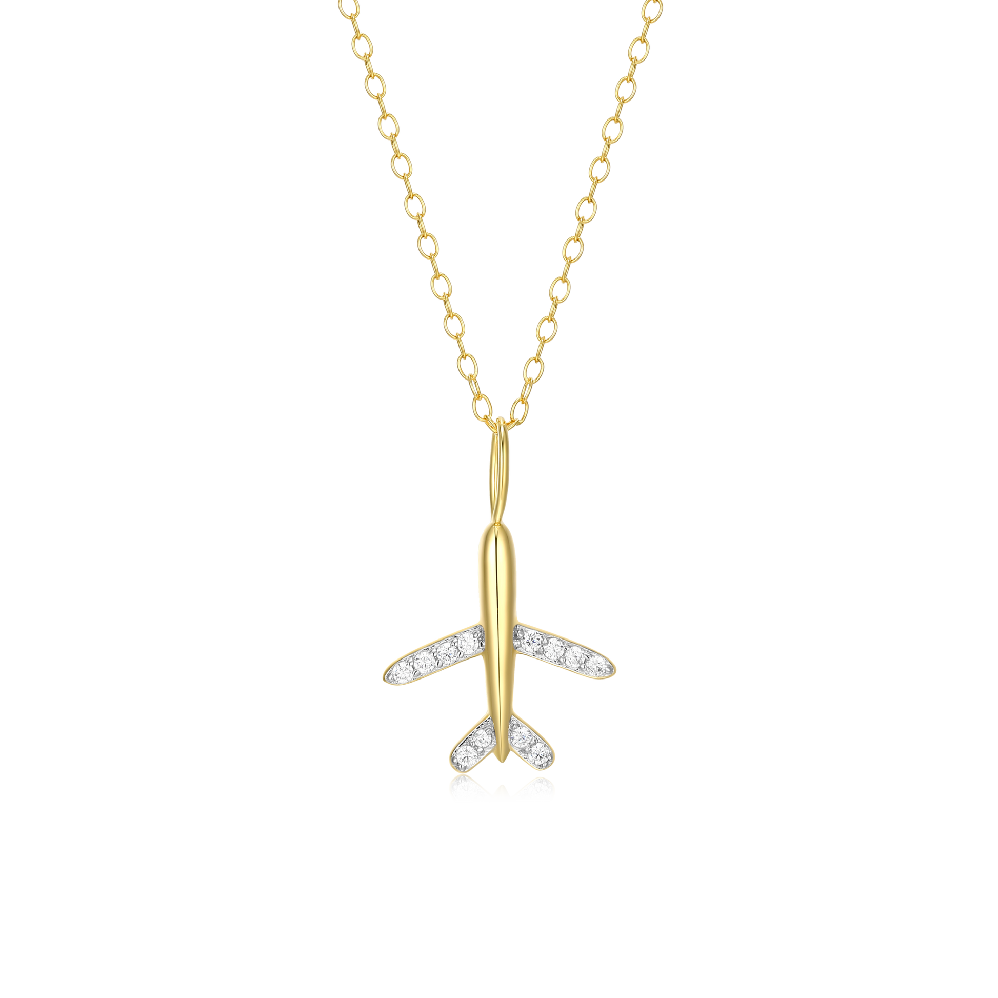 Airplane Pendant Necklace in 14K Yellow Gold-Plated Sterling Silver | M by Monte Luna