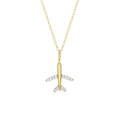 Airplane Pendant Necklace in 14K Yellow Gold-Plated Sterling Silver | M by Monte Luna