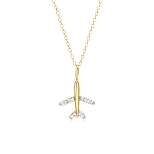 Airplane Pendant Necklace in 14K Yellow Gold-Plated Sterling Silver | M by Monte Luna