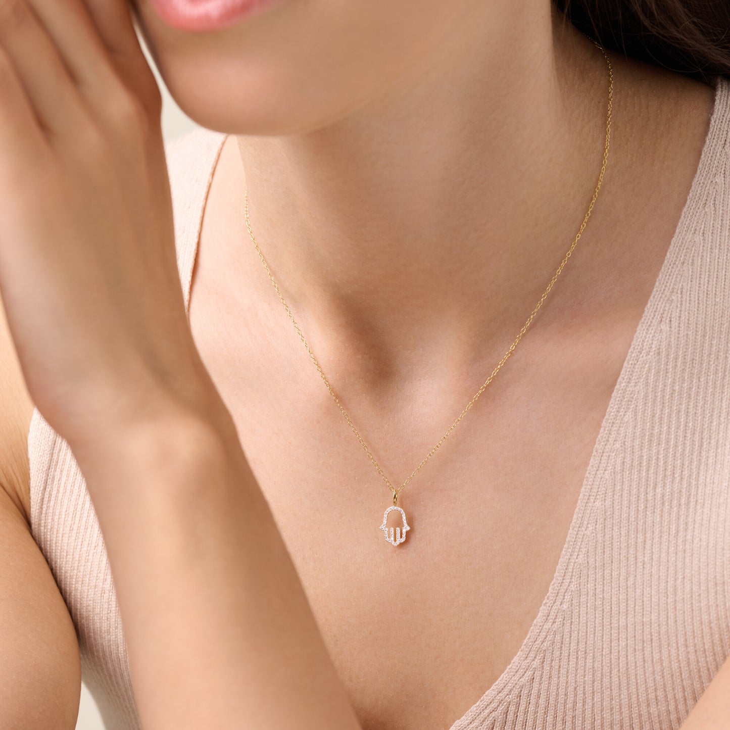 Hamsa Pendant Necklace in 14K Yellow Gold-Plated Sterling Silver | M by Monte Luna