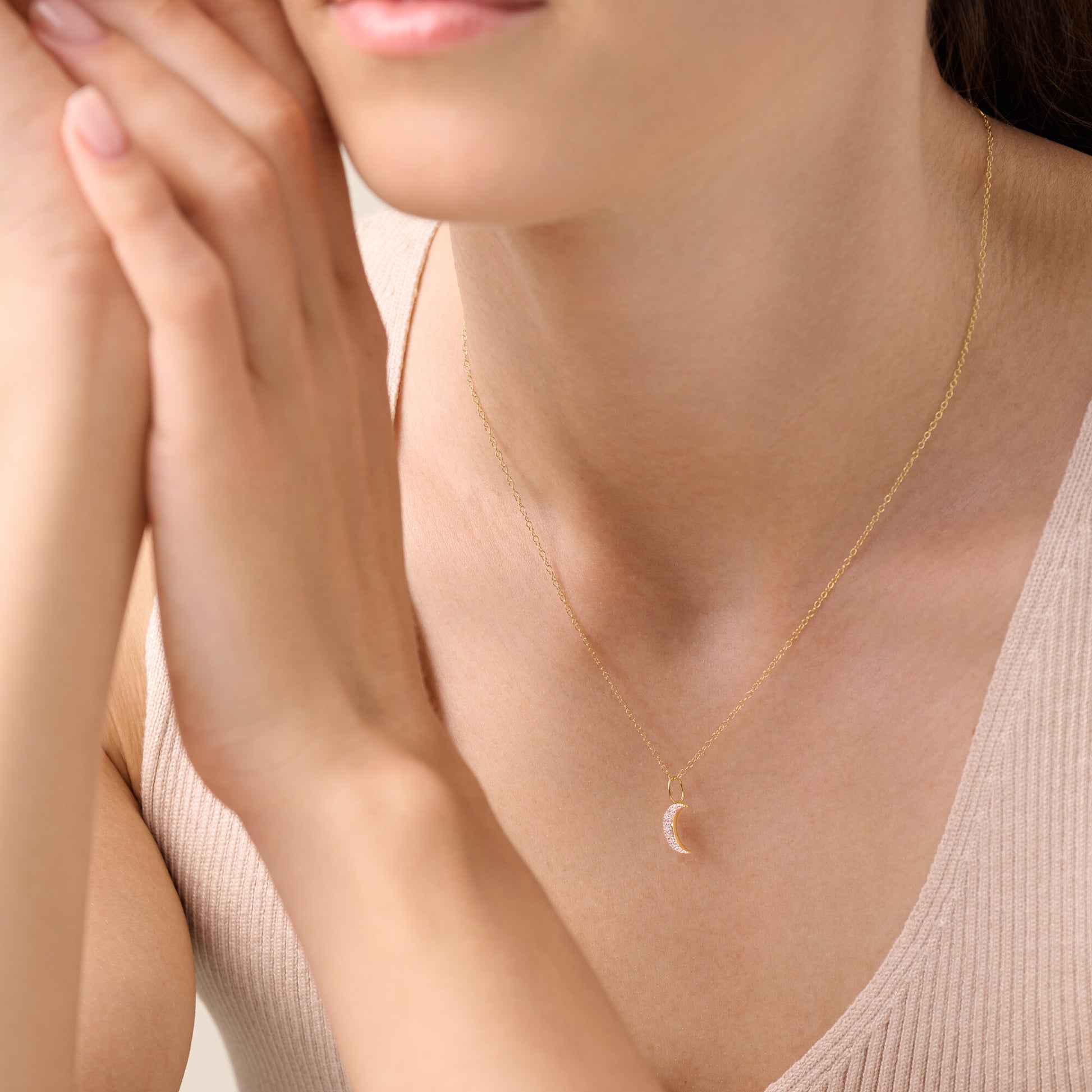 Crescent Pendant Necklace in 14K Yellow Gold-Plated Sterling Silver | M by Monte Luna