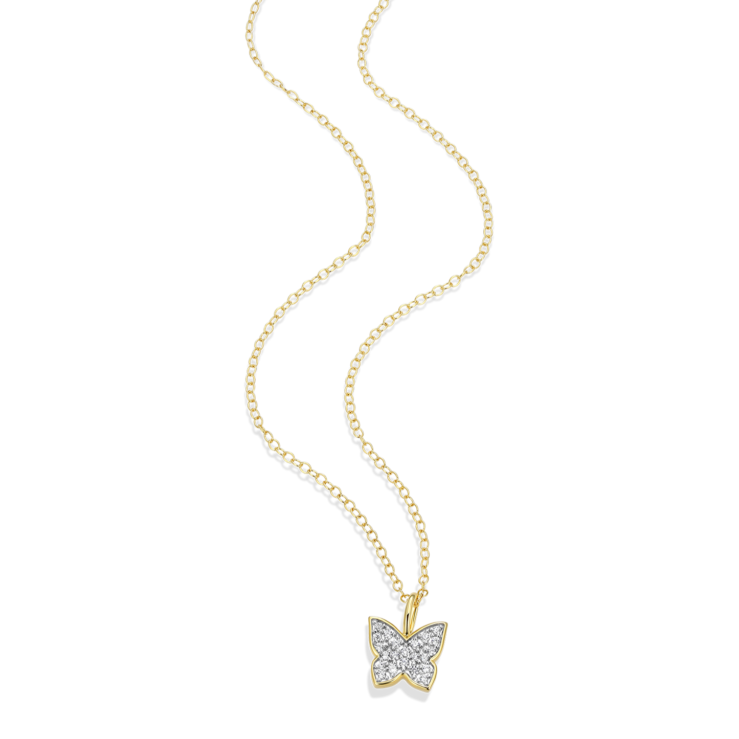 Pave Butterfly Lab-Created Diamond Pendant Necklace in 14K Gold & Rhodium-Plated Sterling Silver | M by Monte Luna