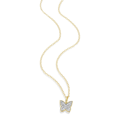 Pave Butterfly Lab-Created Diamond Pendant Necklace in 14K Gold & Rhodium-Plated Sterling Silver | M by Monte Luna