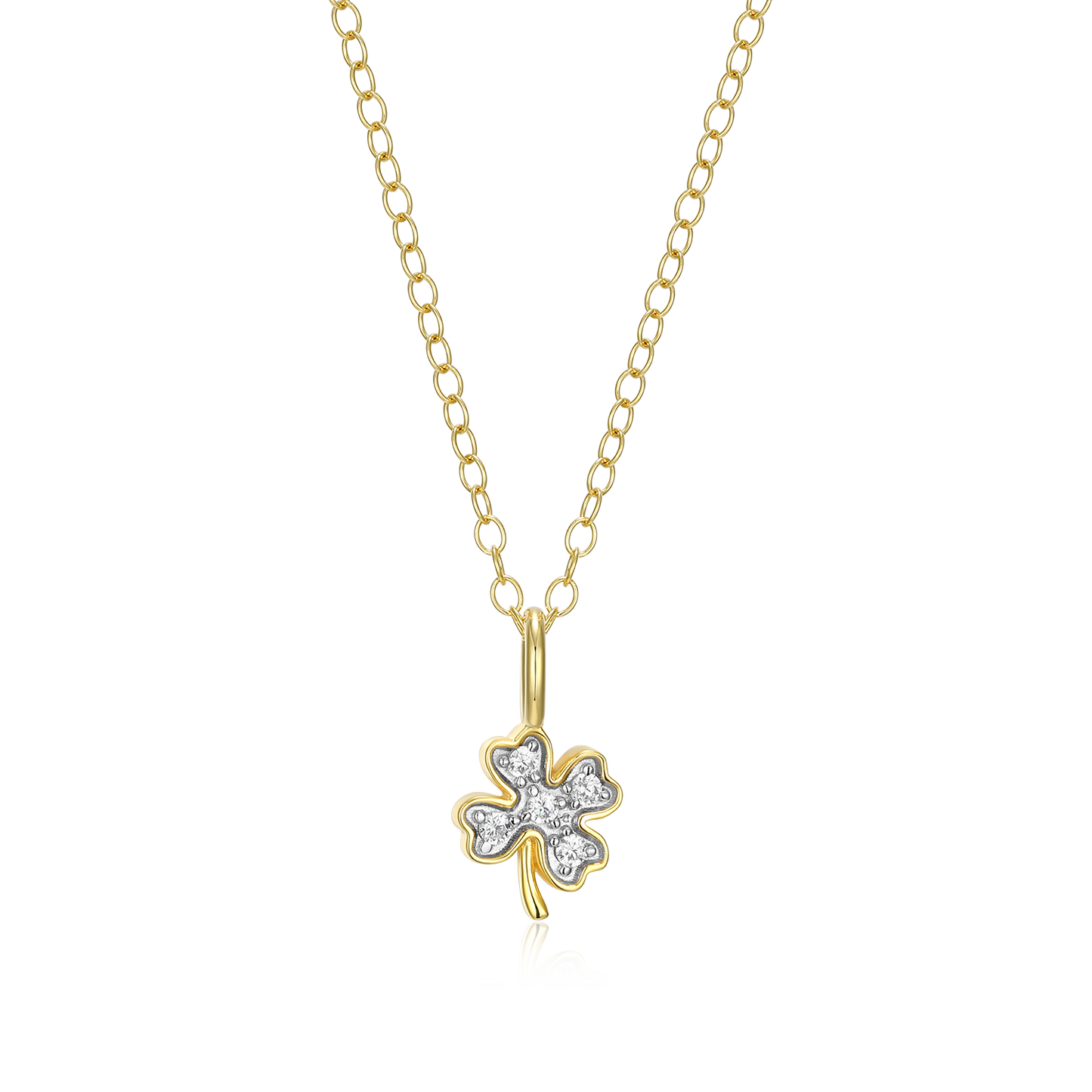 Lucky Clover Lab-Created Diamond Pendant Necklace in 14K Gold & Rhodium-Plated Sterling Silver | M by Monte Luna