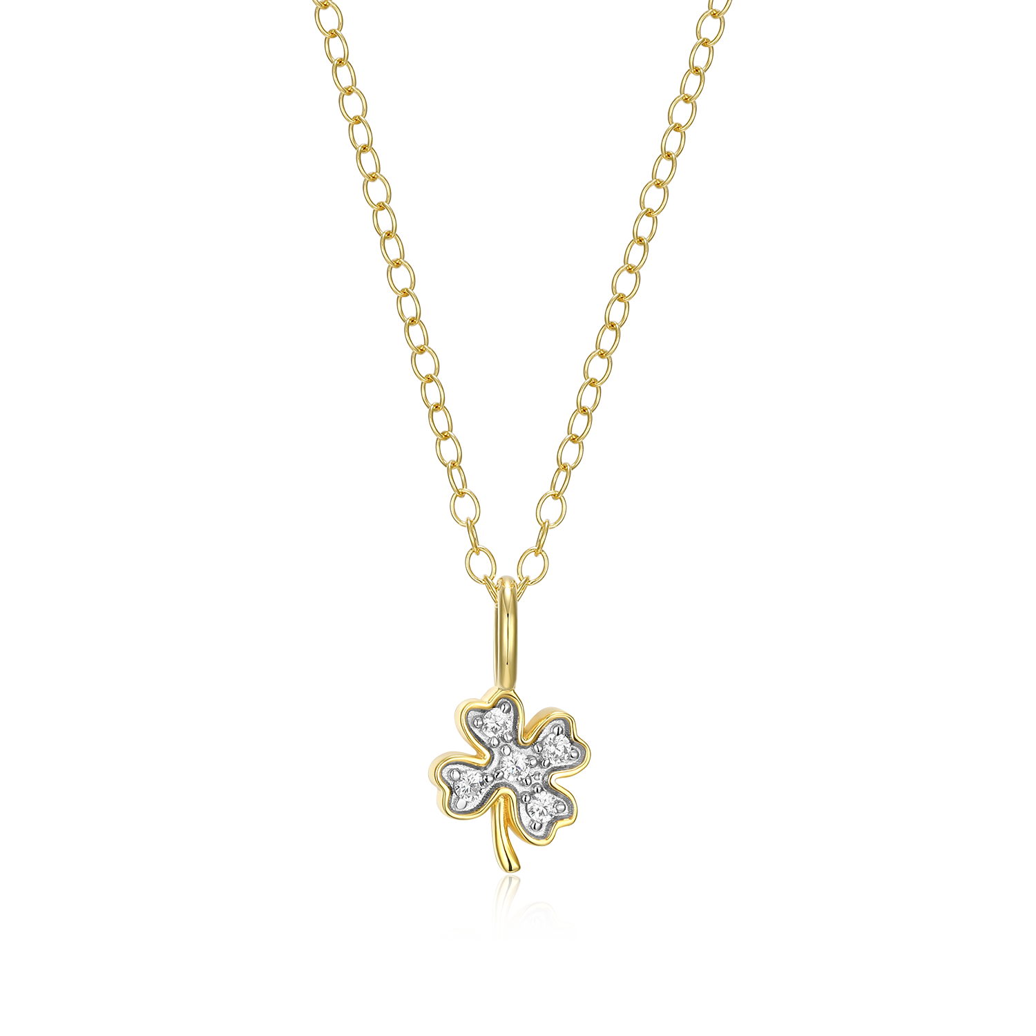 Lucky Clover Lab-Created Diamond Pendant Necklace in 14K Gold & Rhodium-Plated Sterling Silver | M by Monte Luna